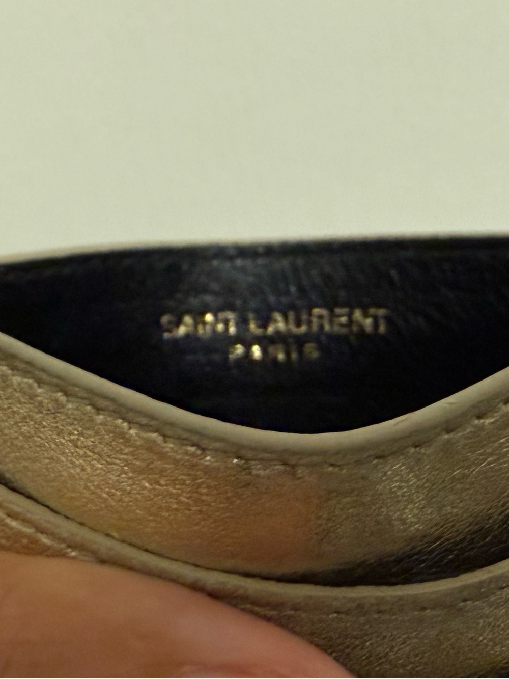 Saint Laurent Metallic Gold Leather Card Slip - Picture 3 of 3